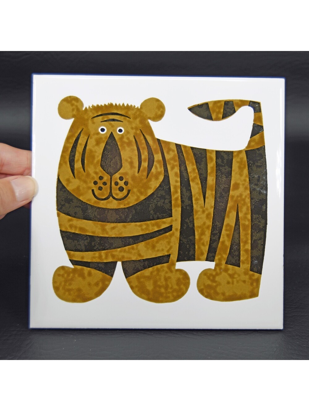 Vintage Kenneth Townsend Tiger Ceramic Tile Menagerie Series Retro 1960s 6” X 6”